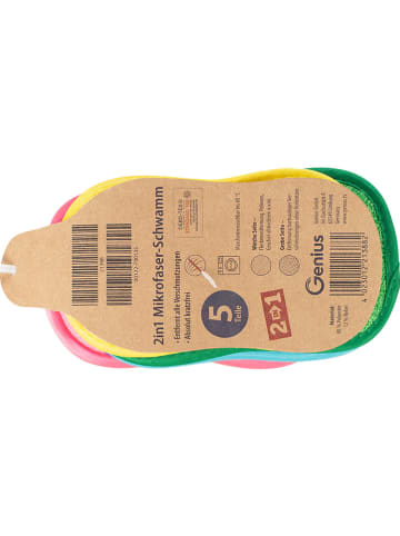 Genius 5er-Set: Mikrofaser-Schwämme ''Clia 2in1'' in Bunt