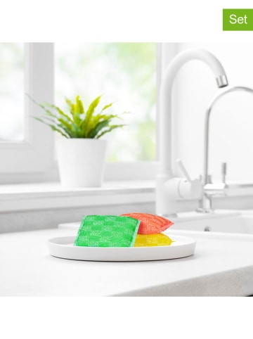 Clia 3er-Set: Schaum-Schwämme ''Clia Genie'' in Gelb/ Grün/ Orange - (L)22 x (B)13,5 cm
