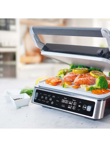 Genius Grill kontaktowy "Cerafit" w kolorze srebrno-czarnym - 35,4 x 17,2 x 32,6 cm