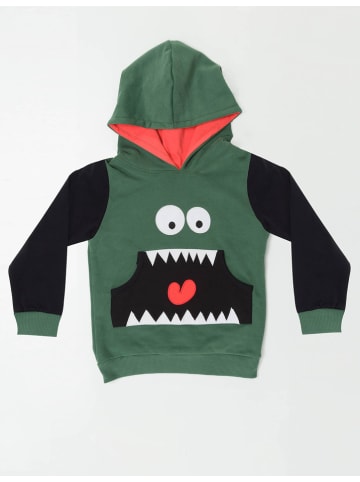 Denokids Bluza "Toothy" w kolorze czarno-zielonym