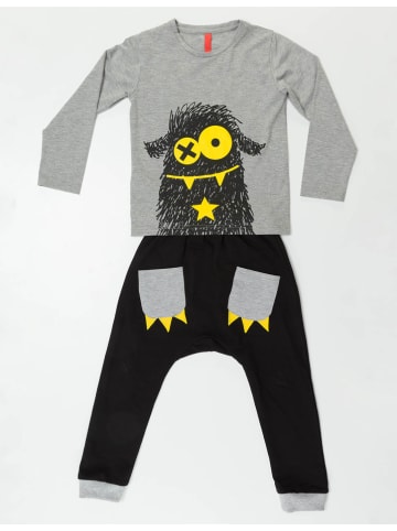 Denokids 2-delige outfit "XO" grijs/zwart
