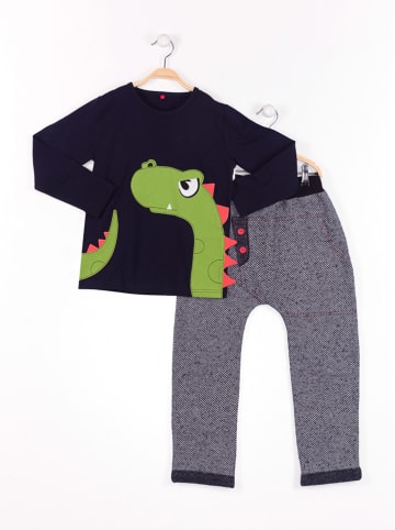 Denokids 2-delige outfit "Dino Moe" zwart/grijs