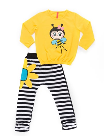 Denokids 2-delige outfit "Bee Happy" geel/zwart