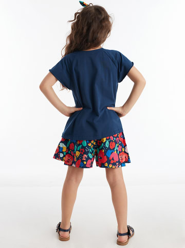 Denokids 2-delige outfit "Cat&Flowers" donkerblauw/meerkleurig