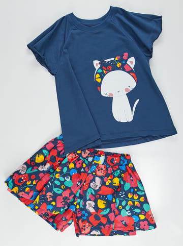 Denokids 2tlg. Outfit "Cat&Flowers" in Dunkelblau/ Bunt