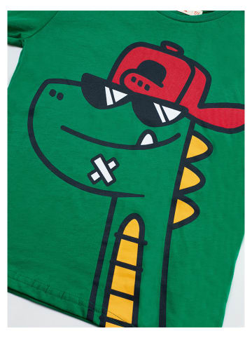 Denokids 2-delige outfit "Dino" groen/donkerblauw