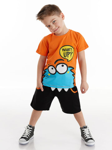 Denokids 2-delige outfit "Whatsup Monster" oranje/zwart