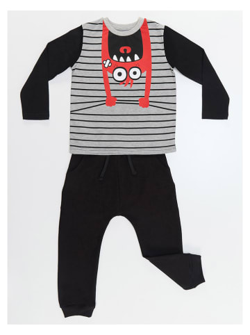 Denokids 2-częściowy zestaw "Naughty Monster" w kolorze szaro-czarnym