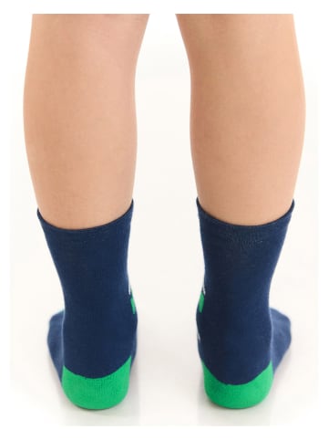 Denokids 2-delige set: sokken "Dino Spikes" donkerblauw/groen