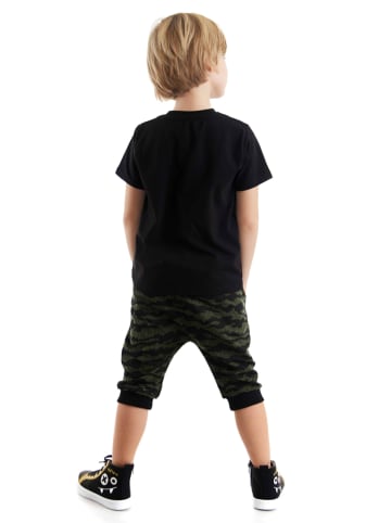Denokids 2-delige outfit "Woof" zwart/kaki