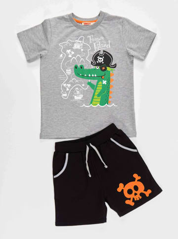 Denokids 2-delige outfit "Pirate Croco" grijs/zwart