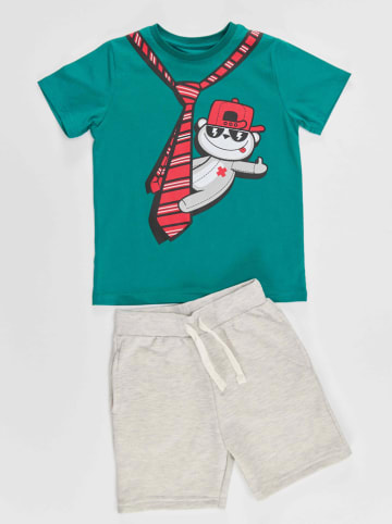 Denokids 2-częściowy zestaw "Koala on Tie" w kolorze szaro-zielonym