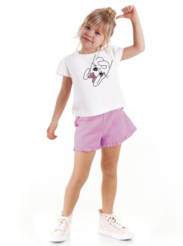 Denokids 2-delige outfit wit/violet