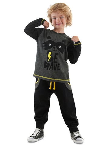 Denokids 2-delige outfit "Rawr Comics" zwart/antraciet