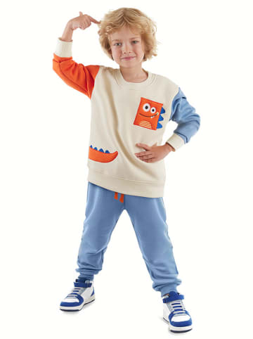 Denokids 2-delige outfit "Monster Set" beige/blauw
