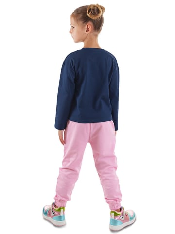 Denokids 2-delige outfit "Sweet Dino" lichtroze/donkerblauw