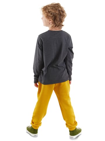 Denokids 2-delige outfit "Be Wild" antraciet/geel