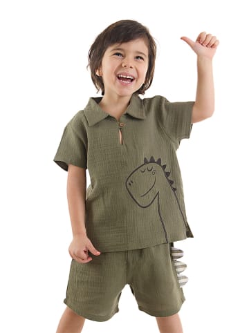 Denokids 2-częściowy zestaw "Dino Muslin" w kolorze khaki