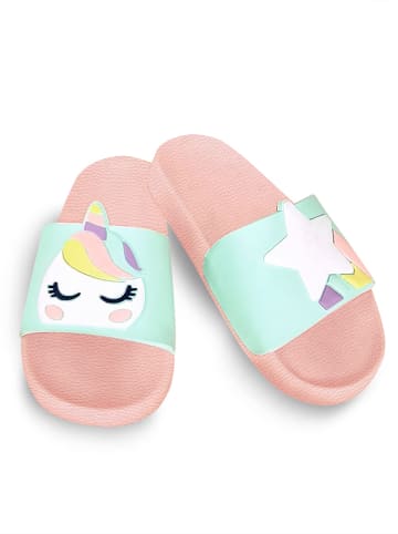 Denokids Pantoletten "Unicorn" in Rosa/ Türkis
