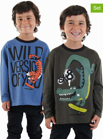 Denokids 2er-Set: Longsleeves in Anthrazit/ Blau