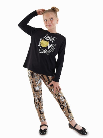 Denokids 2-delige outfit lichtbruin/zwart