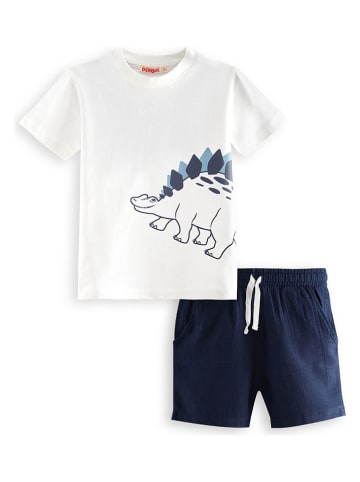 Denokids 2-delige outfit donkerblauw/wit