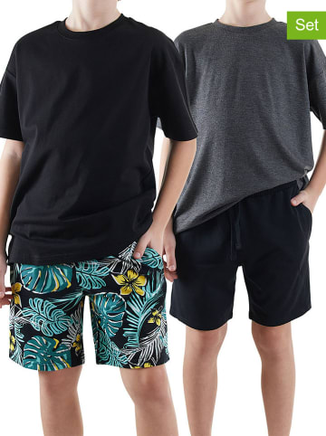 Denokids 2-delige set: shorts turquoise/zwart