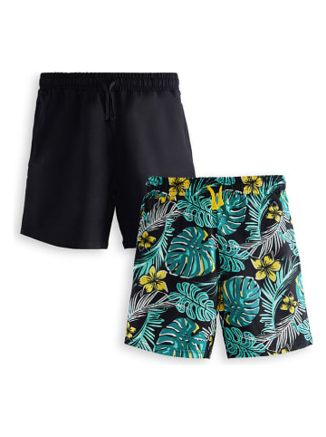 Denokids 2er-Set: Shorts in Türkis/ Schwarz