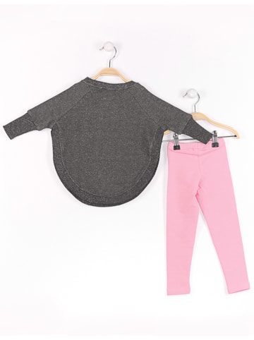 Denokids 2tlg. Outfit "Dear Kitty" in Anthrazit/ Rosa
