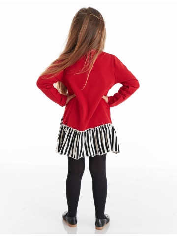 Denokids Kleid "Meow" in Rot/ Schwarz/ Weiß