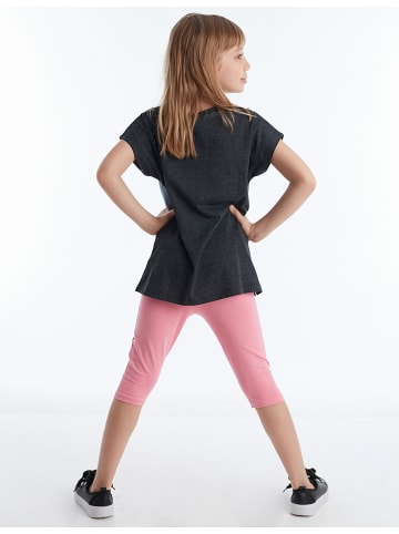 Denokids 2-delige outfit donkergrijs/lichtroze