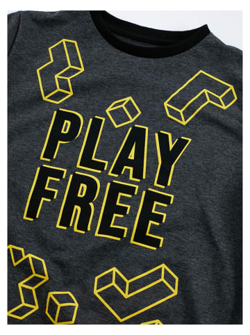 Denokids 2-delige outfit "Bricks" antraciet