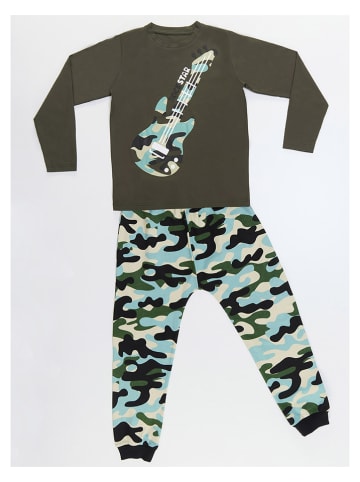 Denokids 2tlg. Outfit "Camo Guitar" in Khaki/ Hellblau