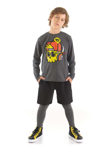 Denokids 2-delige outfit "Yo" antraciet/zwart
