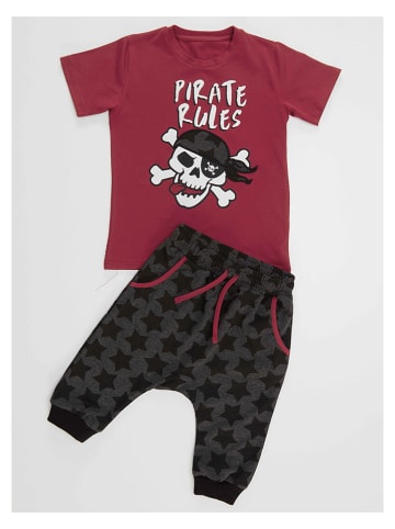 Denokids 2tlg. Outfit "Pirate Rules" in Rot/ Anthrazit