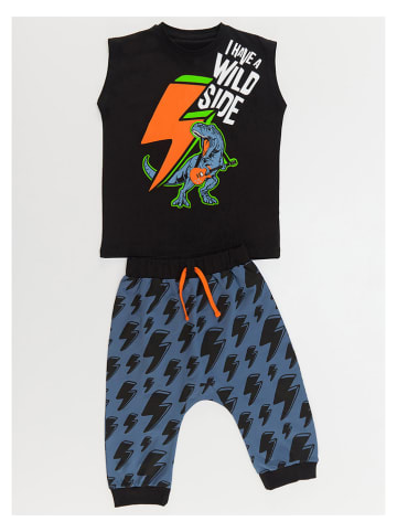 Denokids 2tlg. Outfit "Thunder Dino" in Schwarz/ Blau