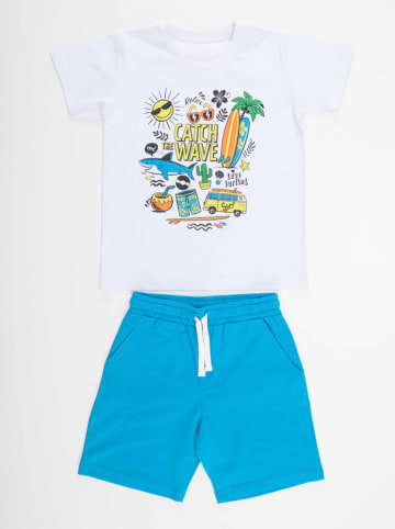 Denokids 2tlg. Outfit "Holiday" in Weiß/ Hellblau