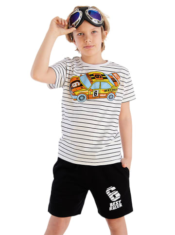 Denokids 2-delige outfit "Racer 06" wit/zwart
