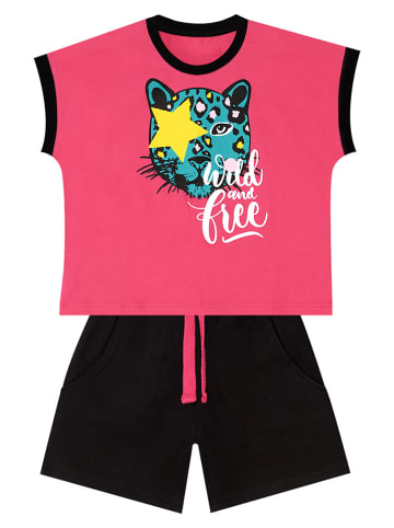 Denokids 2-delige outfit "Wild free" zwart/roze