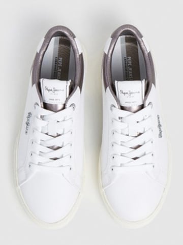 Pepe Jeans FOOTWEAR Sneakersy "Kenton Court" w kolorze srebrno-białym