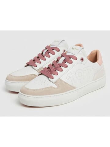 Pepe Jeans FOOTWEAR Skórzane sneakersy "Camden Seal" w kolorze biało-beżowym