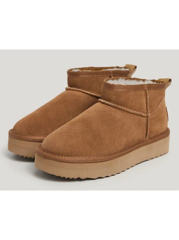 Pepe Jeans FOOTWEAR Leren winterboots "Dissy Young" lichtbruin