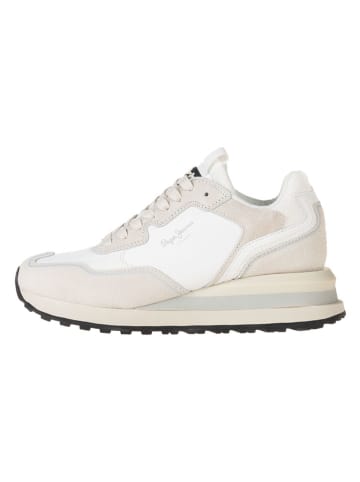 Pepe Jeans FOOTWEAR Leder-Keilsneakers in Weiß/ Beige