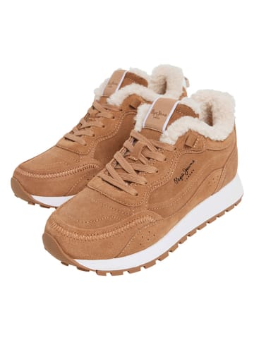 Pepe Jeans FOOTWEAR Skórzane sneakersy "Dean Block" w kolorze jasnobrązowym