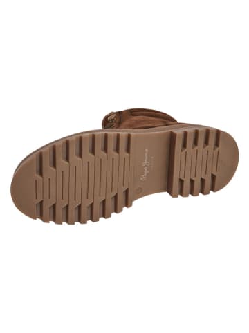 Pepe Jeans FOOTWEAR Skórzane botki "Lincoln Nature" w kolorze brązowym