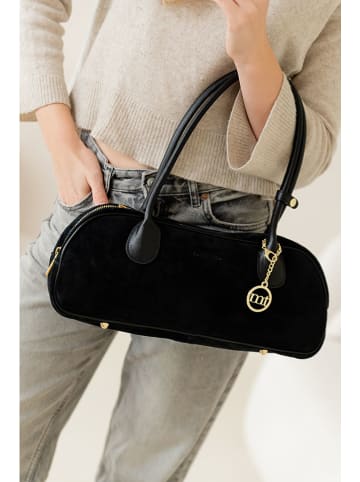Mia Tomazzi Leder-Schultertasche "Belloveso" in Schwarz - (B)40 x (H)16 x (T)10 cm