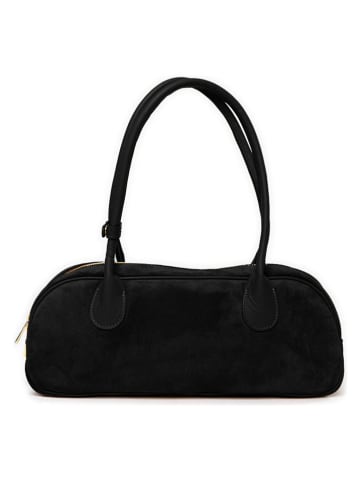 Mia Tomazzi Leder-Schultertasche "Belloveso" in Schwarz - (B)40 x (H)16 x (T)10 cm