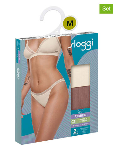 Sloggi 2er-Set: Slips "Go" in Creme/ Hellbraun