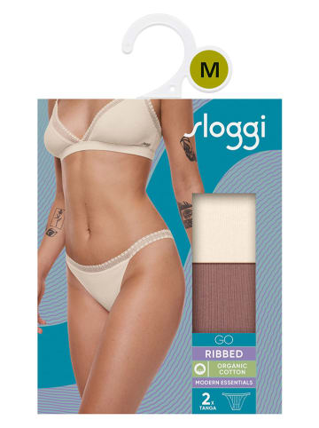 Sloggi 2er-Set: Slips "Go" in Creme/ Hellbraun