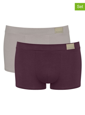 Sloggi Bokserki (2 pary) "Go Natural" w kolorze szarobrązowo-bordowym
